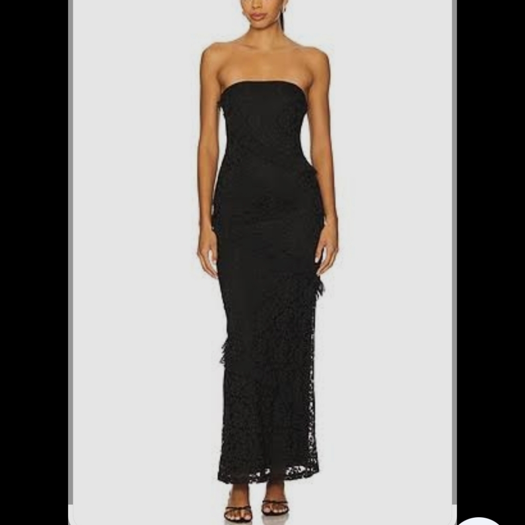 More To Come Women’s Black Strapless Lace Maxi Dress Size Xs New With That’s